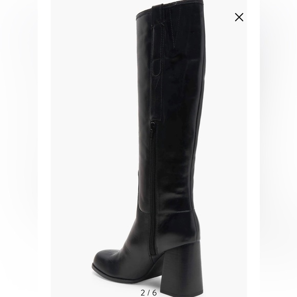 NWT Free People Naomi Tall Leather Blocked Boots in Black Size 10 - Picture 5 of 12